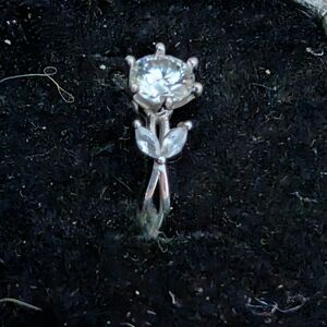 Elegant Silver Moissanite GLA Certified Floral Ring